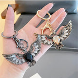 Vintage Eagle Opal Keychain Alloy Key Chain for Men Women Car Bag Charm