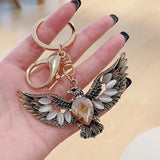Vintage Eagle Opal Keychain Alloy Key Chain for Men Women Car Bag Charm