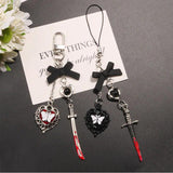 Goth Charm Pendant Key Chain Punk Butterfly Bat Heart Keyring