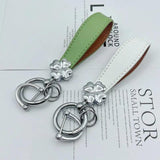 Leather Flower Car Keychain Hand Rope Accessories Couple Bag Ornaments