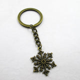 3pcs Antique Bronze Snow Flake Charm Keyring Pendant Keychain