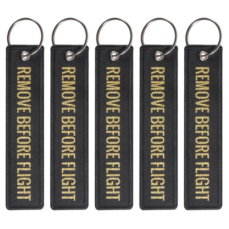 5 PCS Woven Remove Before Flight Keychains for Aviation Key Tag Label