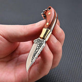 Mini Brass Wood Keychain Pendant with Sheath