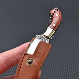 Mini Brass Wood Keychain Pendant with Sheath