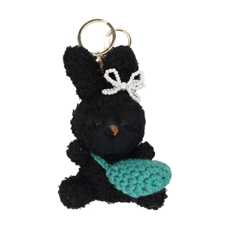 Adorable Rabbit Toy Keychain Curly Hair Bunnys Keyring Stylish Couple Key Rings