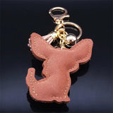 Chihuahua Dog Crystal Keychain Bag Accessories Women Keyring Jewelry