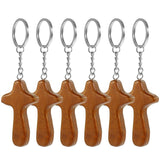 6pcs Wood Cross Key Chain Decorative Key Chain Pendant