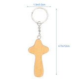6pcs Wood Cross Key Chain Decorative Key Chain Pendant