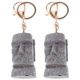 2 Pcs Stone Statue Keychain Wallet Metal Chains for Men Women