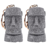 2 Pcs Stone Statue Keychain Wallet Metal Chains for Men Women