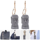 2 Pcs Stone Statue Keychain Wallet Metal Chains for Men Women