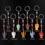 7 Chakra Angel Key Chain Reiki Healing Crystal Energy Beads Keyring