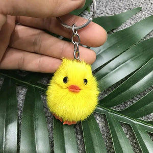 Yellow Duck Keychain Soft Chick for Key Ring