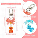 12Pcs Bear Bowknot Acrylic Pendant Swivel Clasps Keychain Bag Jewelry Decoration