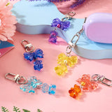 12Pcs Bear Bowknot Acrylic Pendant Swivel Clasps Keychain Bag Jewelry Decoration