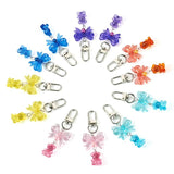 12Pcs Bear Bowknot Acrylic Pendant Swivel Clasps Keychain Bag Jewelry Decoration