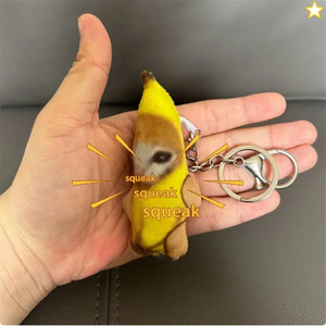 Banana Cat Plush Keychain with Sound, Funny Pendant for Kids