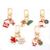 Enamel Christmas Keychains Xmas Tree Santa Snowflake Keyrings