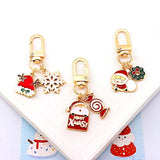 Enamel Christmas Keychains Xmas Tree Santa Snowflake Keyrings