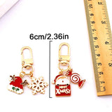 Enamel Christmas Keychains Xmas Tree Santa Snowflake Keyrings