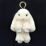 Leather Rex Rabbit Fur Key Chain Plush Keychain Wedding Jewelry