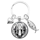 I LOVE JESUS Glass Peach Heart Parts Handcraft Key Chain