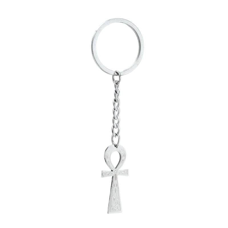 Stainless Steel Ankh Eye Pendant Keychain African Amulet Jewelry