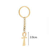 Stainless Steel Ankh Eye Pendant Keychain African Amulet Jewelry