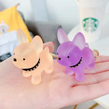 Crystal Bulldog Puppy Keychain Transparent Doll Bag Pendant
