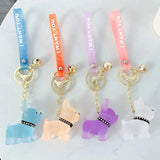 Crystal Bulldog Puppy Keychain Transparent Doll Bag Pendant