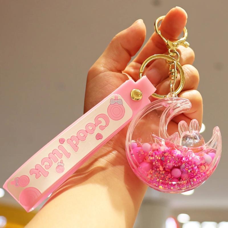 Oily Pearl Moon Sand Bottle Key Chain For Men Women Car Bag Backpack Keychain
