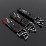 Soft Leather Keychain High Cowhide Splicing Nylon Keyring Pendant Business Men's