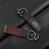Soft Leather Keychain High Cowhide Splicing Nylon Keyring Pendant Business Men's