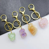 Raw Stone Crystal Keychain Amethyst Rose Quartz Healing Crystals