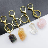 Raw Stone Crystal Keychain Amethyst Rose Quartz Healing Crystals
