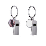 1Pcs Sublimation Blank Metal Whistle Key Ring Custom DIY Keychains