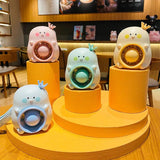 Mini Portable Fan Key Chain USB Charging Cute Cartoon Design Student Small