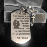 Stainless Tag Keychain TO MY LOVE NO MATTER WHERE Keyring
