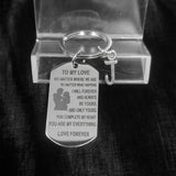 Stainless Tag Keychain TO MY LOVE NO MATTER WHERE Keyring