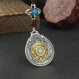 Antique Silver 8 Trigrams Lanyard KeyChain Tibetan Buddhist Zodiac Pendant