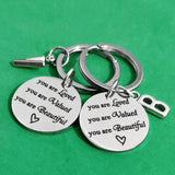 You Are Loved Valued Keychain Stainless Steel 26 Letters Keyring Car