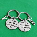 You Are Loved Valued Keychain Stainless Steel 26 Letters Keyring Car