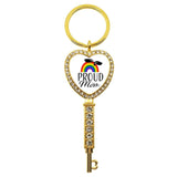 LGBT Rhinestone Heart Charm Keychain Gay Lesbian Pride Rainbow