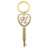 LGBT Rhinestone Heart Charm Keychain Gay Lesbian Pride Rainbow