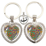 Heart Pendant Keychain - Peace Sign Van Bus Design