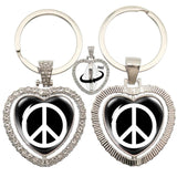 Heart Pendant Keychain - Peace Sign Van Bus Design