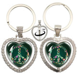 Heart Pendant Keychain - Peace Sign Van Bus Design