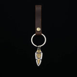 Viking Triangle Rune Pendant Plus Cowhide Keychain Key Pendant