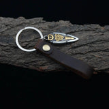 Viking Triangle Rune Pendant Plus Cowhide Keychain Key Pendant