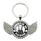 TV Angel Wings Glass Pendant Keychain Birthday Gift